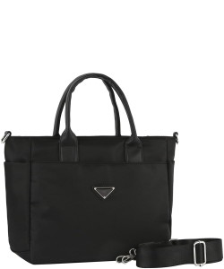 Smooth Nylon Handle Satchel Bag GLV-0160-M BLACK
